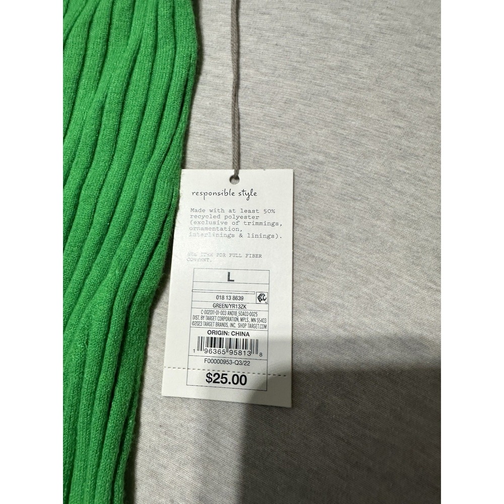 NWT A New Day Green Ribbed Midi Pencil Skirt L Large‎ - Picture 2 of 7